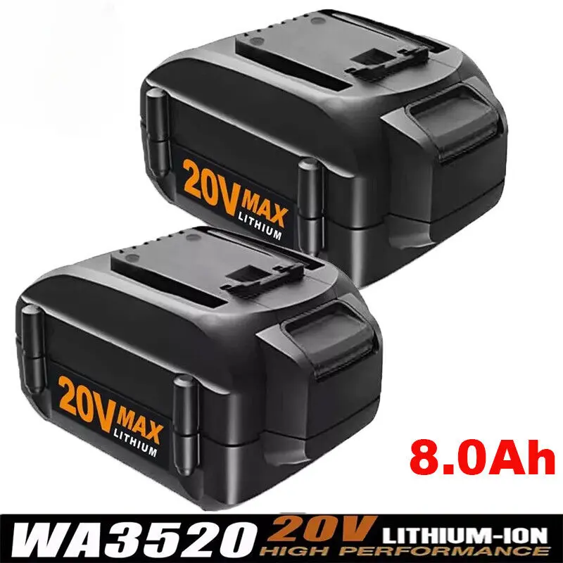 2PACK High-Efficiency 20V MAX 8.0Ah Extend Lithium Power Tool Battery, Compatible with WORX WA3520, WA3525, WA3575, WA35