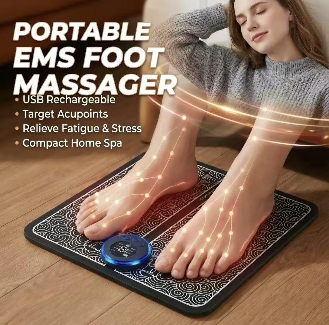EMS Foot Massager Mat with Remote Control, Rechargeable Portable Foot Massage Mat for Daily Relaxation
