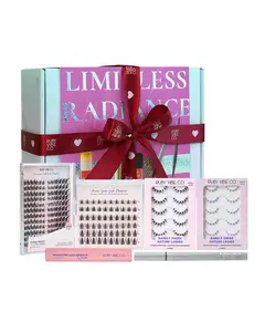 [RUBY VIBE CO] Dramatic Lash Artist Collection Gift Set, Faux Mink Cluster & Natural Lashes with Adhesive & Eyeliner Kit