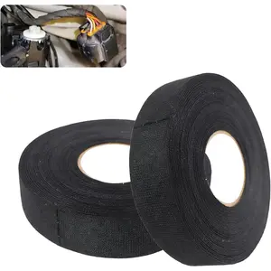 2 count Wire Harness Tape, 3/4 in x 50 ft High Temp Resistant Electrical Insulation Automotive Cloth Tape, Professional Engine Wiring Harness Wrap, Universal for  , SUVs (Black)