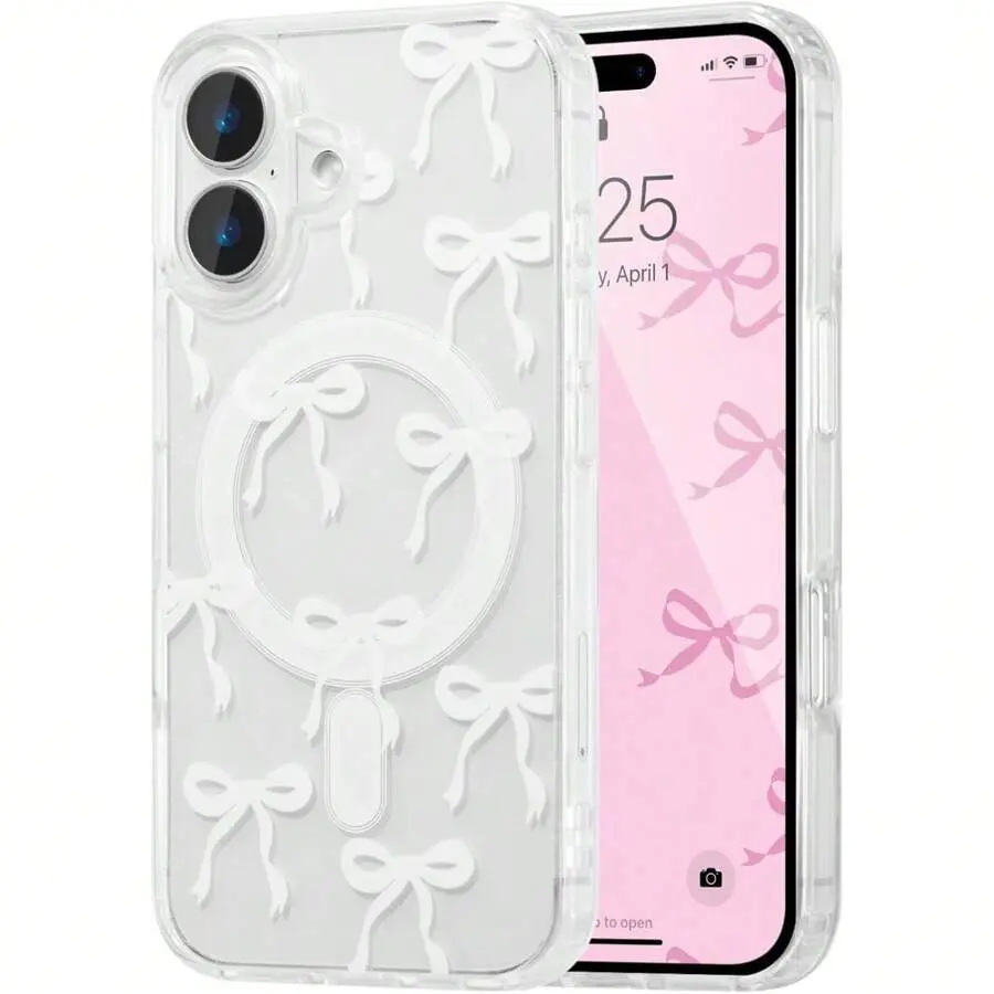 MagSafe-Compatible Bow Ribbon Cellphone Case - Flexible TPU Phone Accessory for iPhone 13, iPhone 14 & More, Slim, Anti-Yellowing, Anti-Drop, Precise Shockproof Protection for Women with Cute Color Options