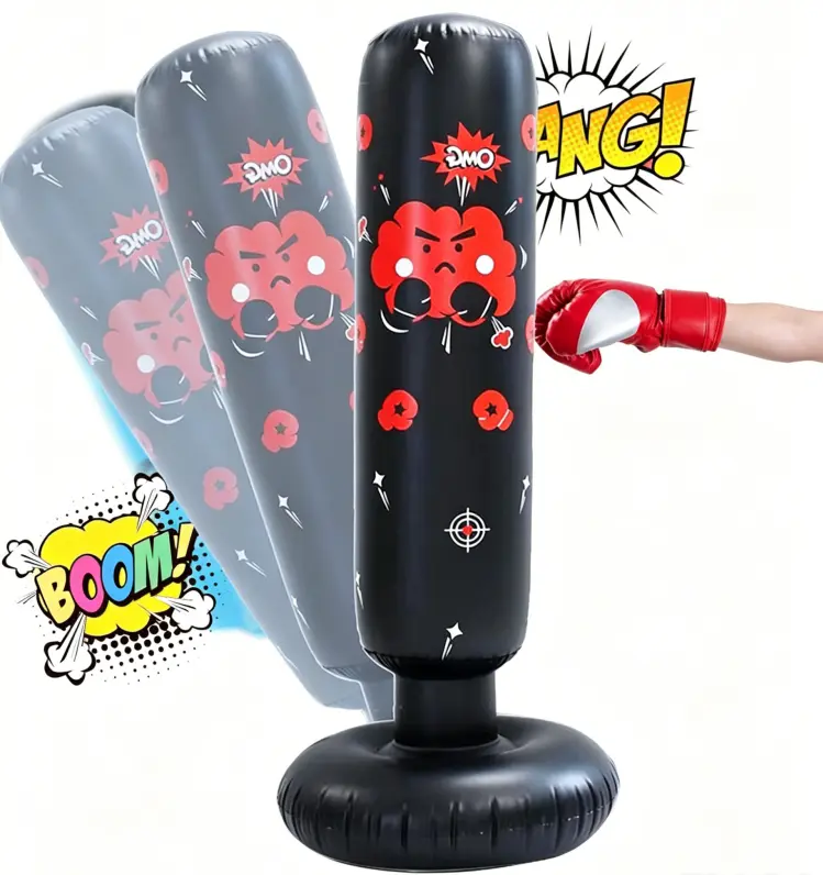 Freestanding Punching Bag with Stand for Kids & Adults, 48 Inch Inflatable PVC Boxing Toy for Karate & Taekwondo Training