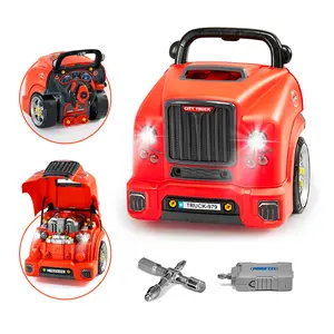 VEVOR Engine Toy,  60 Pieces, Kids Mechanic Car Repair Set with Removable Parts, Lights and Sounds, Steering Wheel and Horn, Kids Mechanic Workshop Set for Toddler Ages 3 Years and Up, Red