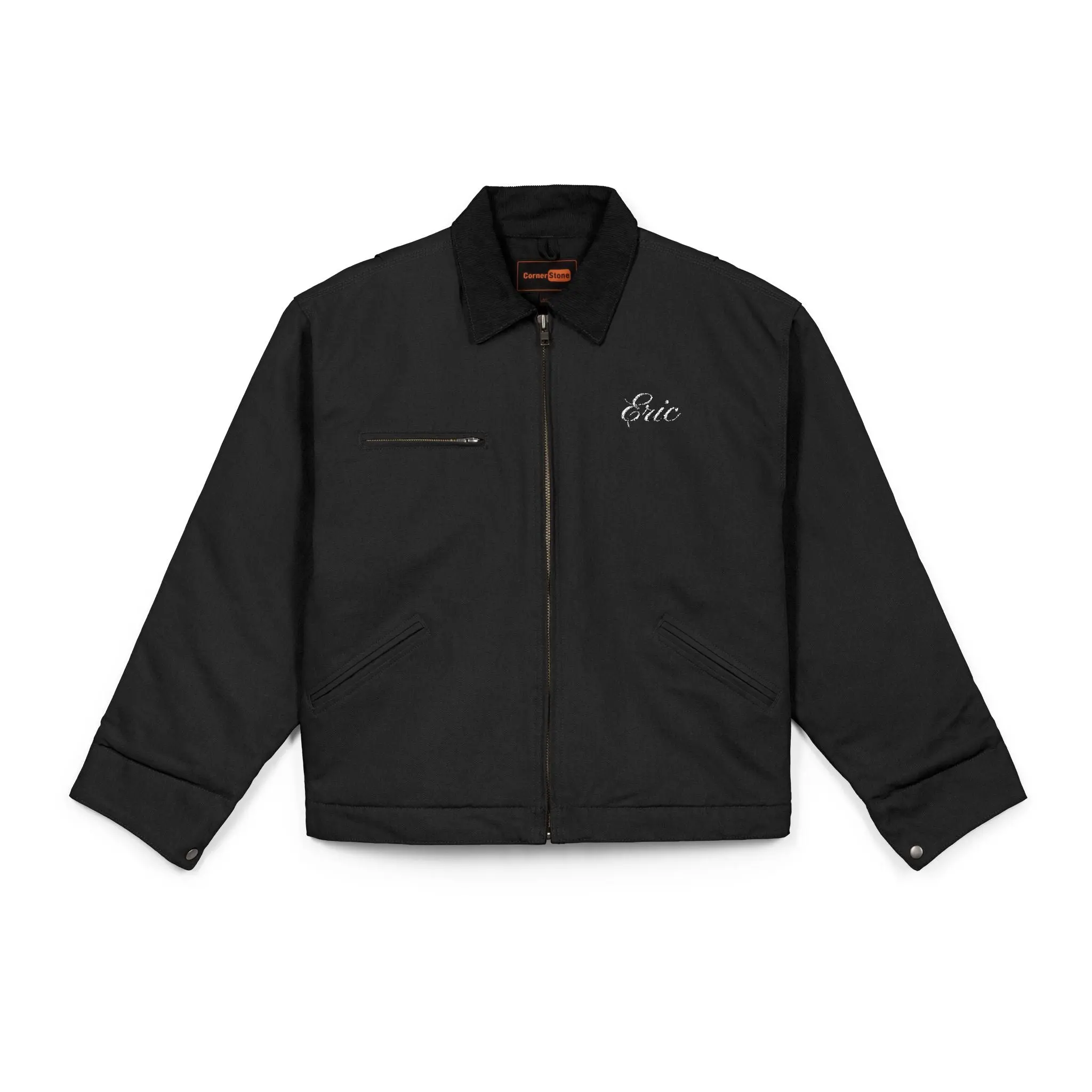 Embroidered Script Logo Jacket | Duck Cloth Work Jacket