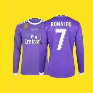 16 17 Away Purple 7# Cristiano Ronaldo Long Sleeve Soccer Jersey Fans Version