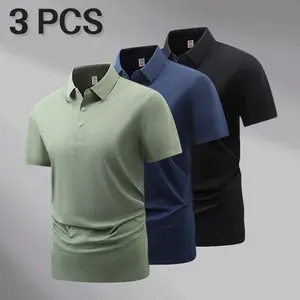 Men’s summer 3-pack slim-fit cooling polo shirts, breathable and quick-drying, suitable for home leisure and everyday commuting Tops Casual