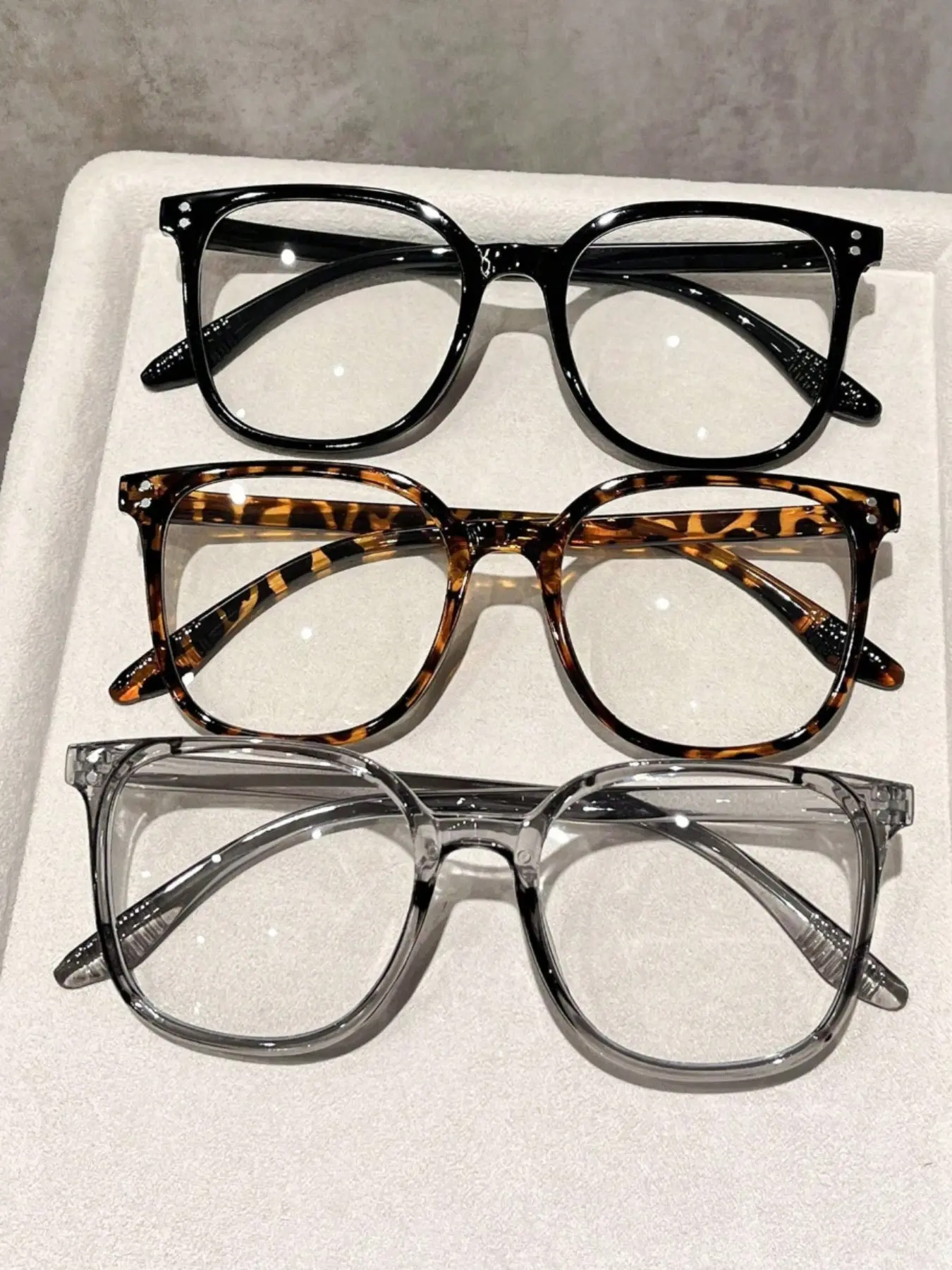 Unisex Fashion Casual Classic Oversized Square Frame Glasses, Trending Glasses, Casual Stylish Glasses, Perfect for Daily Commute, Bare Makeup Effect, 2 Pairs/3 Pairs Pack, Square Eyeglass Frame, Fashion Eyewear, Trendy Casual Frames
