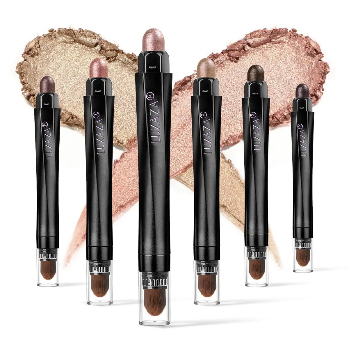 LUXAZA 6PCS Eyeshadow Stick Makeup Sets, Waterproof Champagne Shadow Stick,Metallic And Matte Shimmer Eye Shadow Pencil,Pink Eye Brightener Stick Pencil Crayon, B06-Pink Ocean