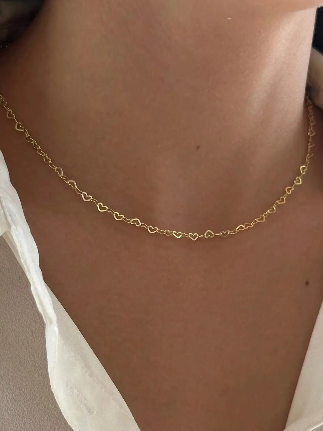 Elegant Heart Cutout Chain Necklace for Women, Simple Fashion Design, Versatile Daily Wear, Stylish and Graceful Jewelry, Fashion Accessory, Elegant Prom Jewelry