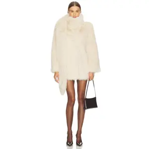 LOBA Brenda Faux Fur Coat in Ivory