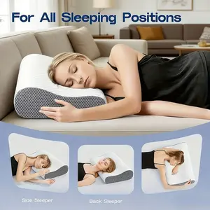 Memory Foam Neck Pillow 1pc, Support for Neck and Shoulder, Suitable for Side and Back Sleeping Positions