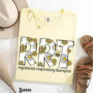 Respiratory Therapist T-Shirt - Sunflower Floral Lungs Comfort Colors Gift For RRT Registered Respiratory Therapist