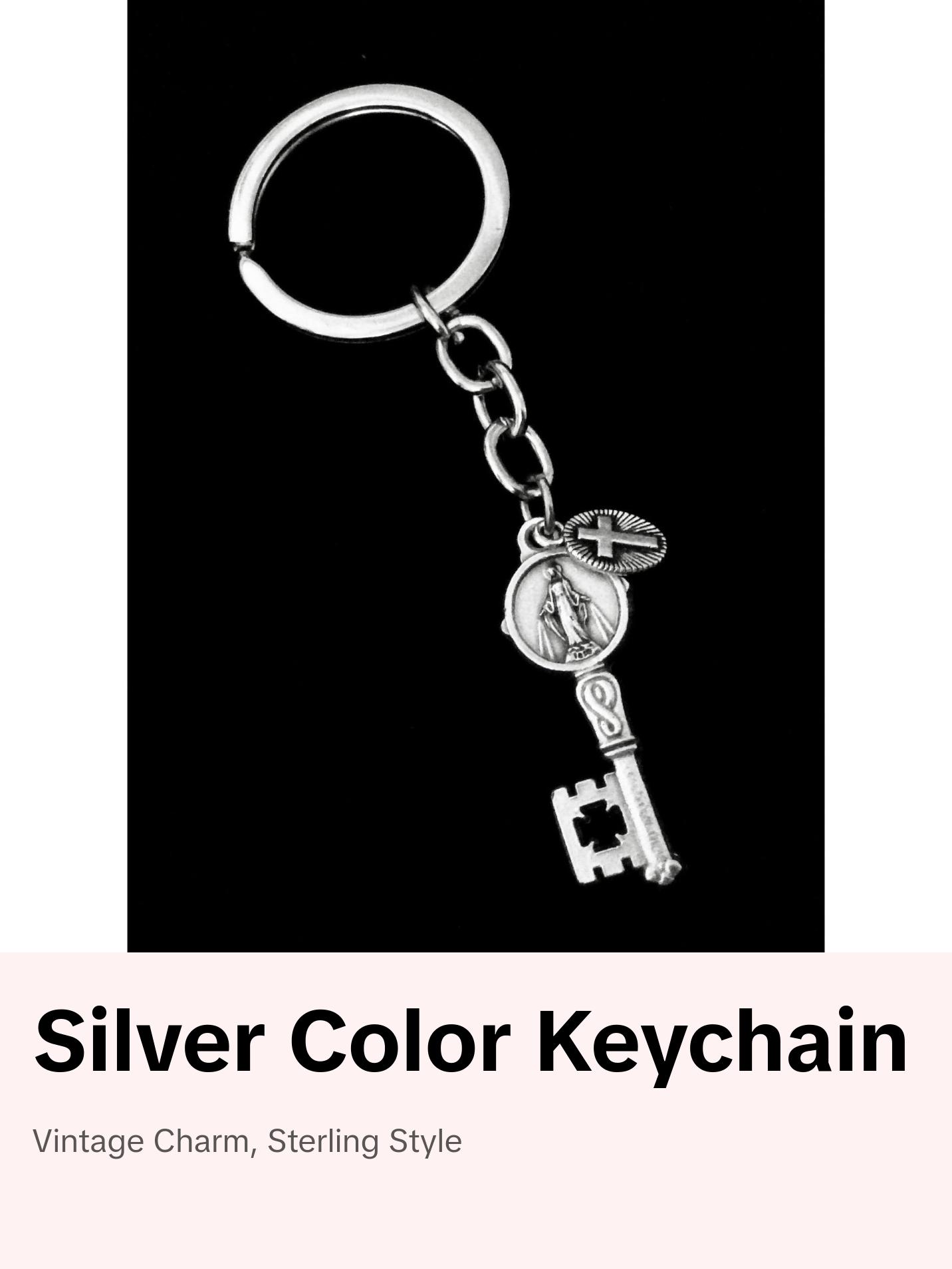 Blessed Virgin Mary Chain FOB  Medal Silver Key Ring Gift Inspirational Jewelry Miraculous Mary cute keychain