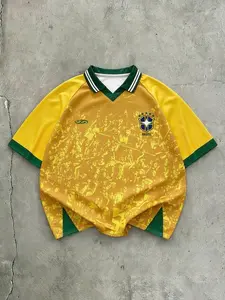 Men's Polo Shirt, Casual Loose Fit, Block, Brazil Theme World Cup Jersey, Quick Dry Material, Daily Streetwear
