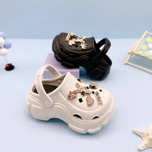 1 Pair Kids Fashion EVA Clogs with Golden Bunny Accents,-On Round Toe Shoes Boys and Girls, Non-Soft Sole, Daily Casual Wear, Ages 14 and Under