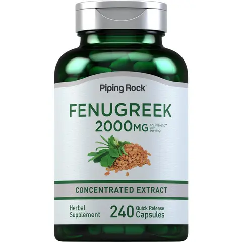 Piping Rock Fenugreek Capsules - 2000mg - 240 Pills - Concentrated Seed Extract - For Women & Men - Non GMO, Gluten Free Supplement