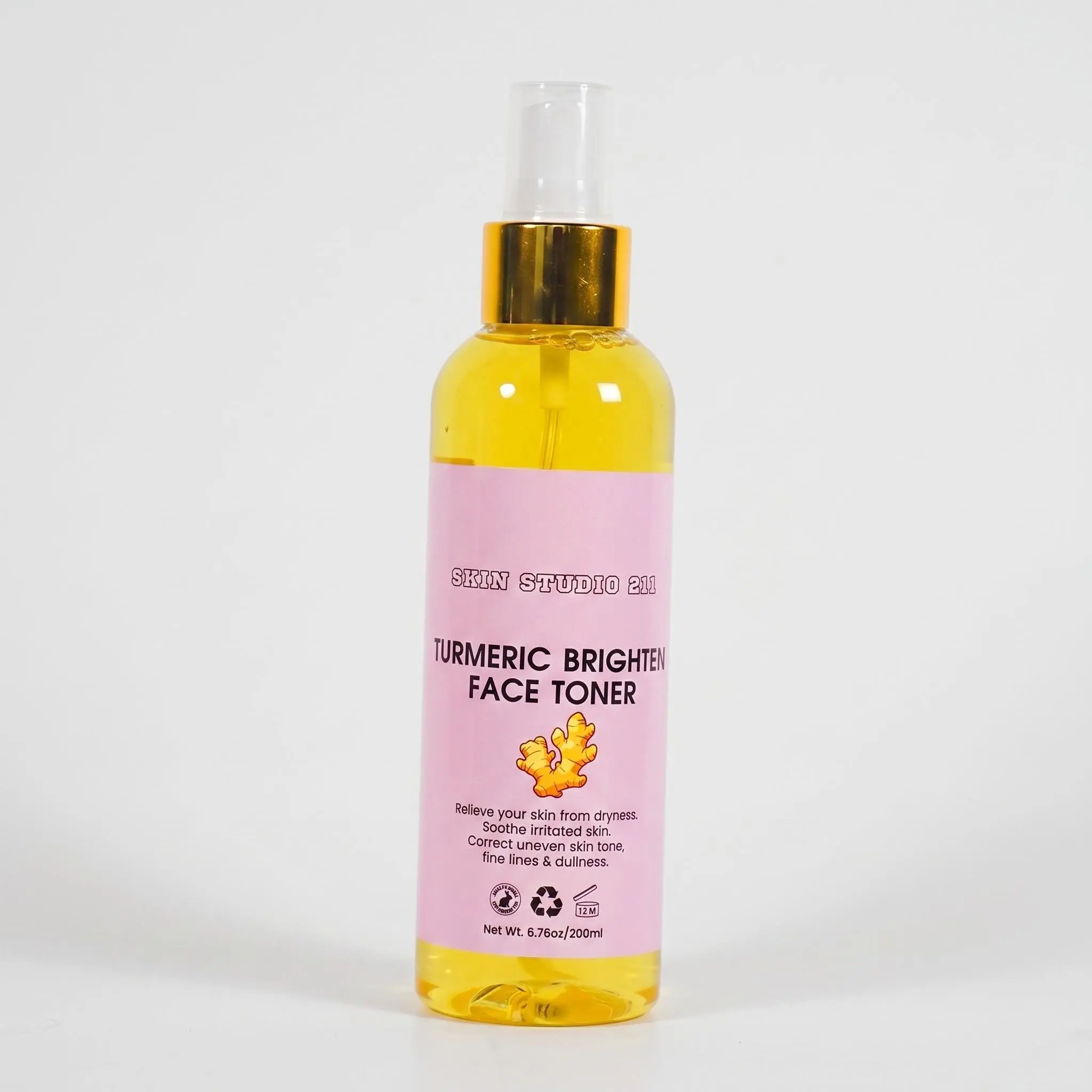 Skin Studio 211 Turmeric Brighten Face Toner – Soothing & Hydrating Daily Face Mist (6.76 oz / 200ml)