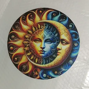 Aluminum Wall Art Sun and Moon Design Hanging Decoration for Home Living Room Bedroom Gift for Mom Housewarming Artistic
