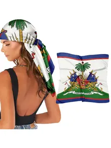 Flag Print Imitation Silk Scarf - Fashion Shawl, Lightweight Summer Headscarf, Beach Cover-up, Festival Accessory, Fashion Headwrap and Neck Scarf, Travel and Vacation Essential, Independence Day Cultural Celebration Patriotic Outfit