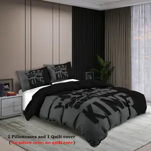 3-piece King's Crown print element pattern polyester bedding set, (1 duvet cover+2 pillowcases, no core) simple, luxurious, light luxury, cool, suitable for hotel, bedroom, guest room and dormitory decoration