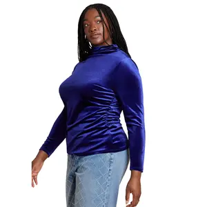 ELOQUII Women's Plus Size Velvet Mockneck Top