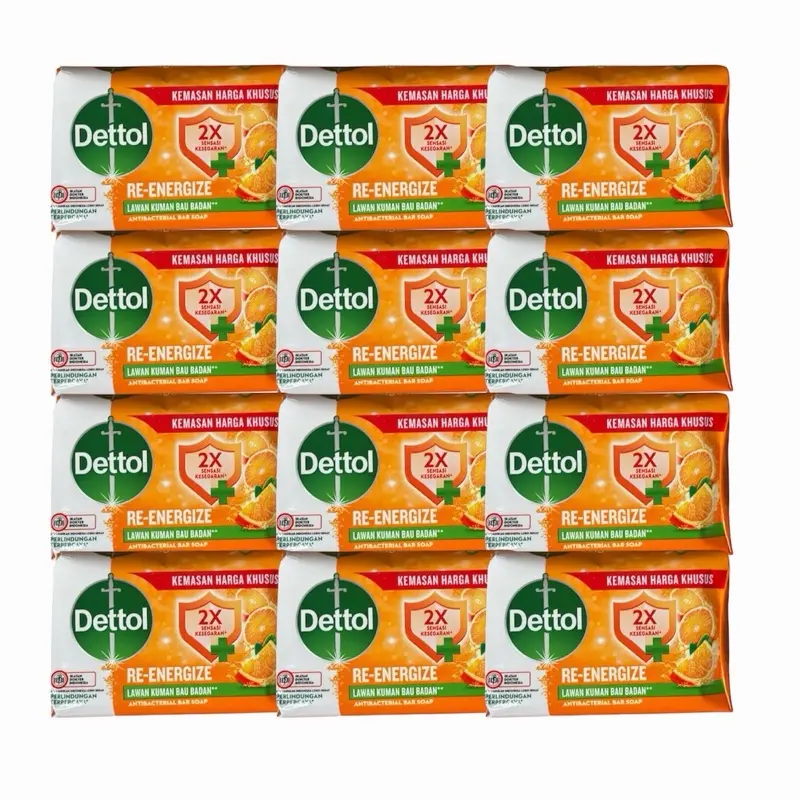 Dettol Antibacterial Re-energize Aroma Soap, Gentle Daily Cleansing Moisturizer Body Care Cleanser - 100g, Pack of 12, Fragrance