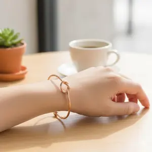 Adjustable Heart Knot Bracelet Simple Love Knot Braided Cuff Customizable Engraved Letter Couples Bangle Gift Minimalist Layered Braided Jewelry Daily Wear Friendship Bracelet Bridesmaid Party Bride Bestie Love Accessory