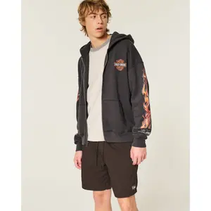 Hollister Above-The-Knee Star Applique Baggy Fleece Shorts
