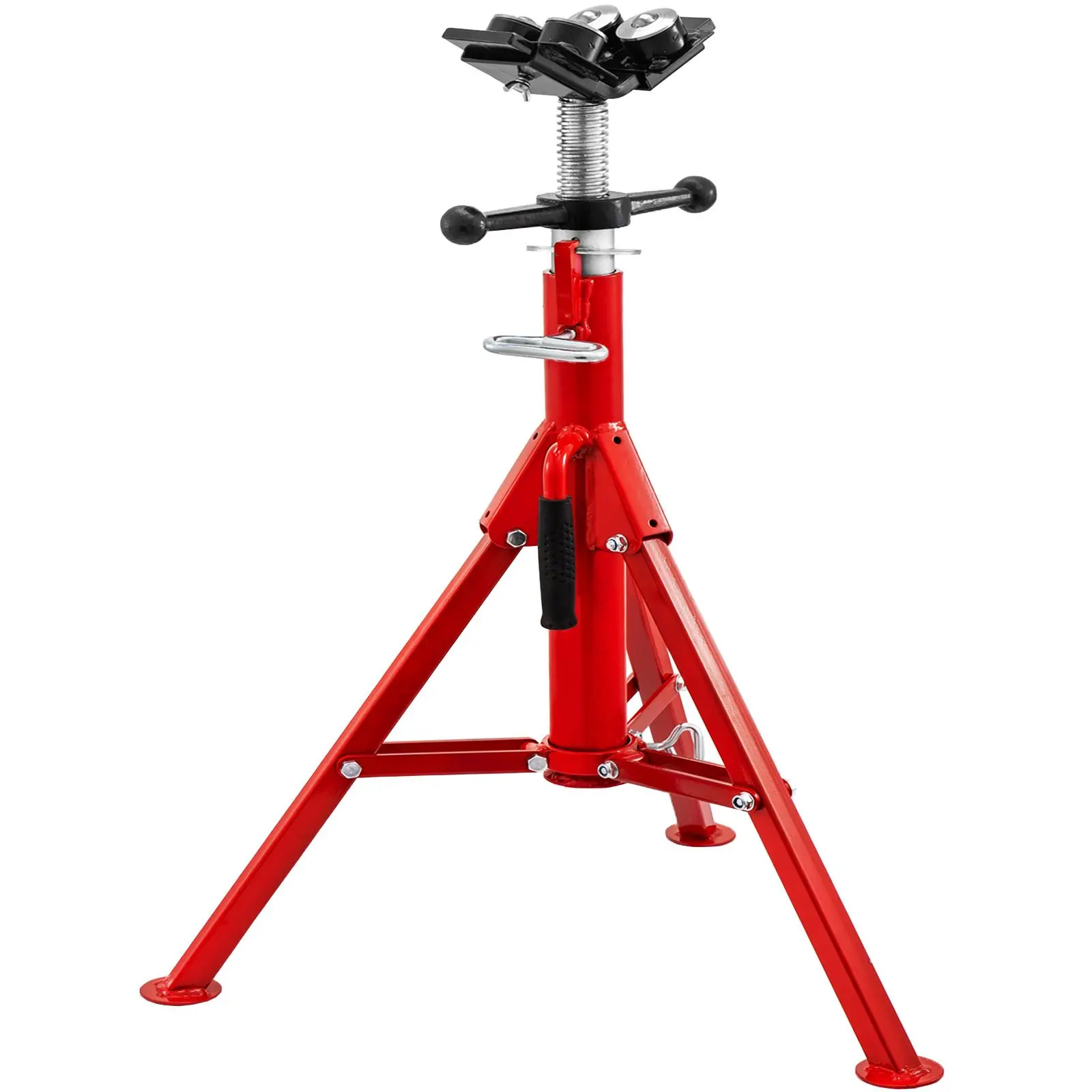 【Backtoschool】VEVOR Pipe Jack Stand with 4-Ball Transfer V-Head and Folding Legs 1500LB Welding Pipe Stand Adjustable Height 28-52IN 1107A-type Pipe Jacks for Welding