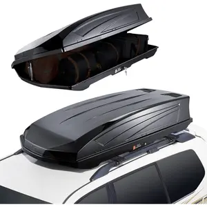 Spring new arrivals Rooftop Cargo Carrier, 18 Cubic Feet Roof Cargo Box, ABS Hard Shell Roof Box, with Dual-Sided Opening and 2 Reinforced Straps, Aerodynamic, Suitable for most Crossbar, for Car, Wagon, SUV, Black