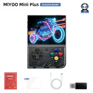 MIYOO Mini Plus Portable Retro Handheld Game Console V2 Mini+ IPS Screen Classic Video Game Console Linux System Children's Gift Transparent Black-64G