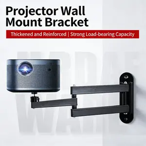 360° Adjustable Projector Wall Mount Folding Extendable Stand, TV Vcr Home Theater Bracket, Durable Iron Structure, Easy Installation