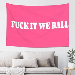 3x5 Ft Pink "Fuck It We Ball" Funny Tapestry, Home Decor for Teen Girls' Bedrooms, Indoors & Outdoor Man Cave/College Dorm Wall Art, Unique Gift & Bedroom Accessory
