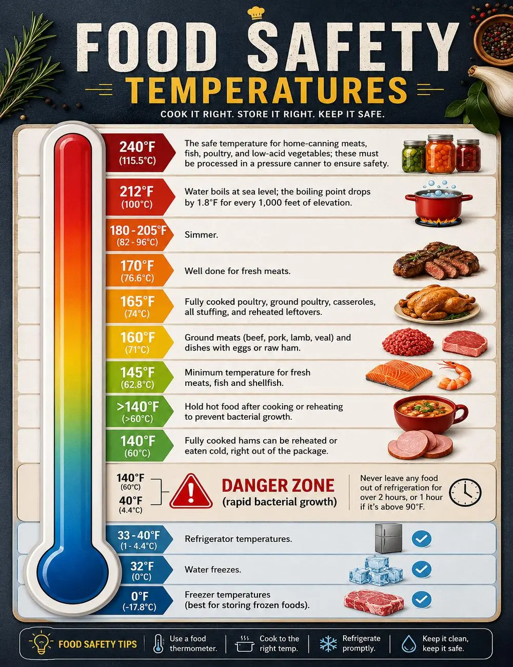 Food Safety Temperature Chart Poster, Safe Cooking Temperature Guide, Kitchen Food Safety Wall Art, HACCP Food Temperature Chart, Restaurant Kitchen Poster, Meat Cooking Temperature Guide, Food Storage Safety Print, Chef Kitchen Decor