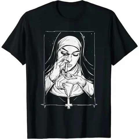 Vintage Devil Unholy Nun T Shirt Harajuku Casual New Arrival Tshirt Summer Men Printed T Shirt Casual Cool T-shirt Male Tops