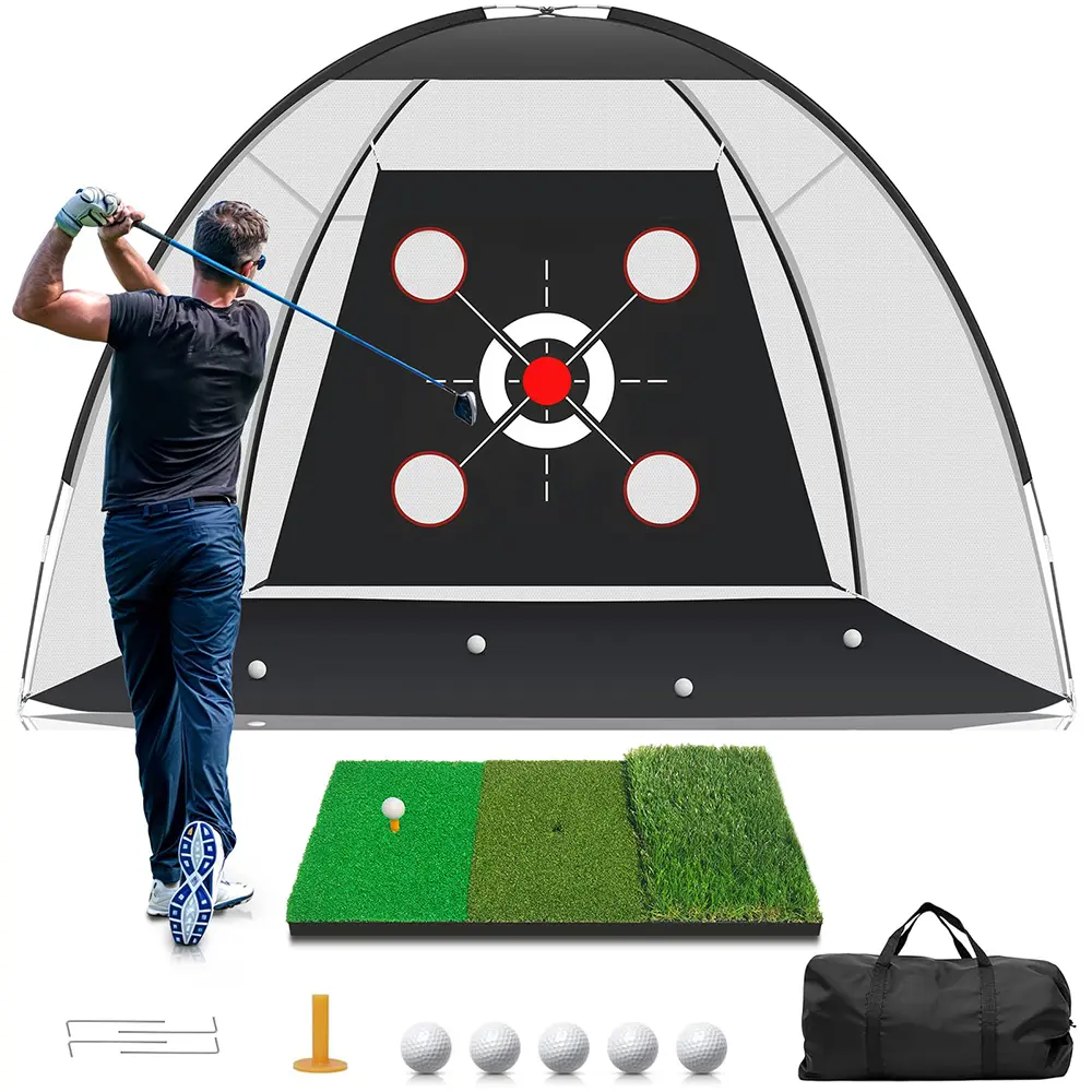 Golf Practice Net 10x7FT with Hitting Mat Practice Kit