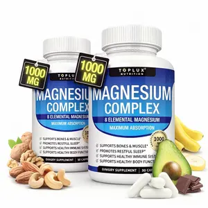 1000mg 8 Forms Elemental Magnesium Complex Capsules Glycinate Citrate Malate Taurate High Absorption Natural Dietary Supplement Supports Muscle Recovery Bone Density Immune & Whole Body Health 90 Fitness Capsules Healthcare Mineral Edible Bathroom
