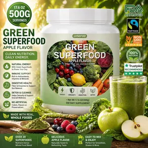 LVSEFOD Green Superfood, 17.6 Ounces - a Natural Fresh Vegetable Powder Rich in Various Vitamins, Ideal As a Breakfast Substitute, Healthy Snack, Meal Replacement, Pure Ingredients, No Additives, Dried Vegetable Powder, Vitamin-Rich Powder