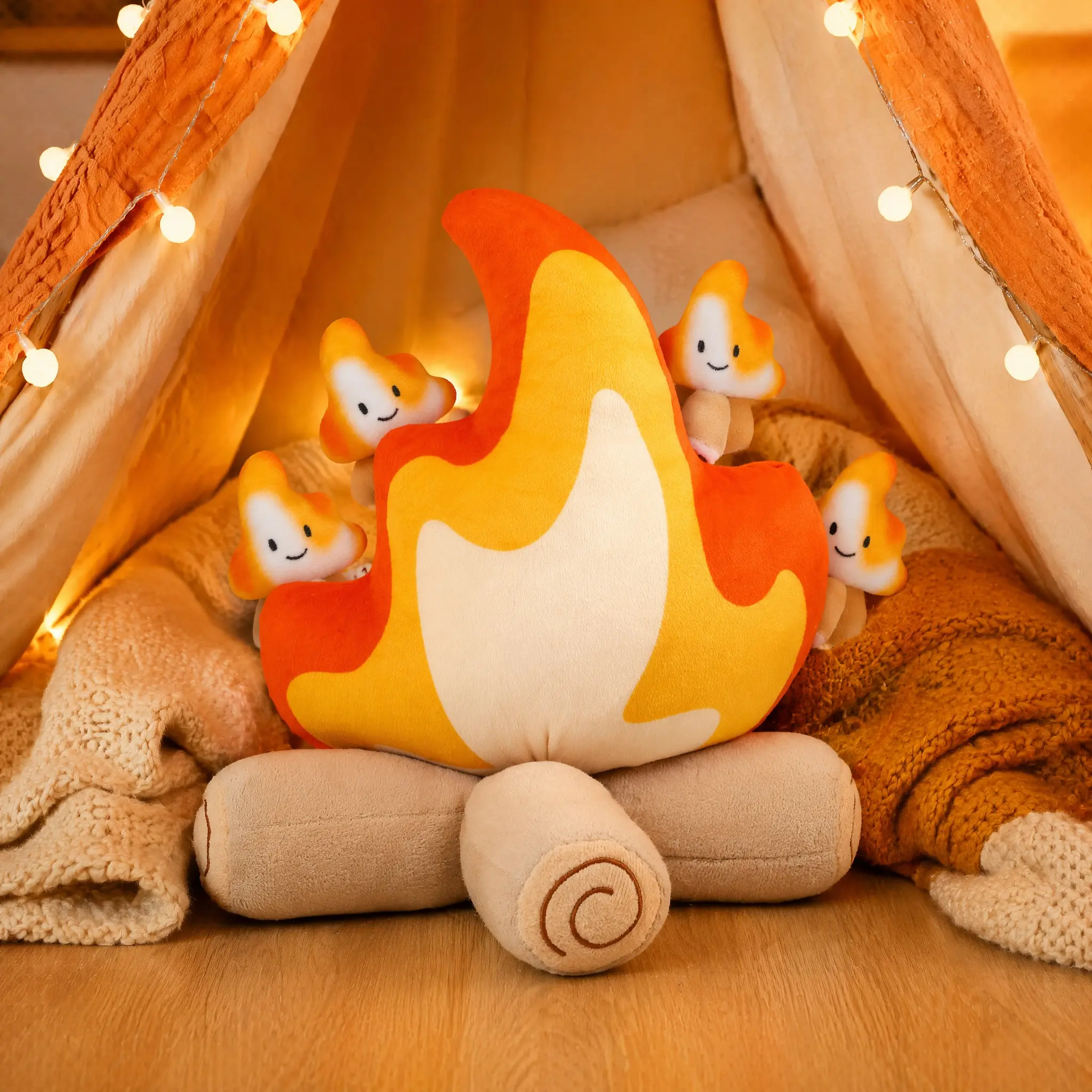 6PCS Funny Campfire Hug pillow , Soft Simulation Bonfire Stuffed Plushies Doll Fake Fire Firewood Pillow for Outdoor Camping Room Decor Pleasantly Surprised Gifts