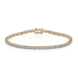 Luxuriant Lab Grown Diamond EF VS 3.00 ctw Tennis Bracelet in 18K Vermeil Yellow Gold Over Sterling Silver 8.00 In Christmas Gifts