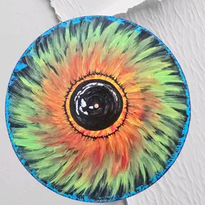 Set of TWO - 12 inch LP Upcycled Vinyl Art Record with Colorful Eye Design and UPCycled Artistic Appeal