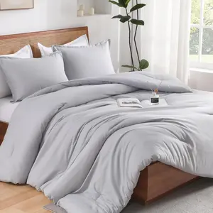 Silver Grey Comforter Twin Size, 2 Lightweight Boho Fluffy Comforter for, Microfiber