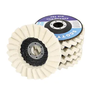 Wool Felt Flap Polishing Disc  4.5-inch Arbor for Angle Grinder (5 Pack) - High Density Wool Polishing Wheel for Metal, Aluminum, Stainless Steel & Stone Polishing - Mirror Finish professional technician