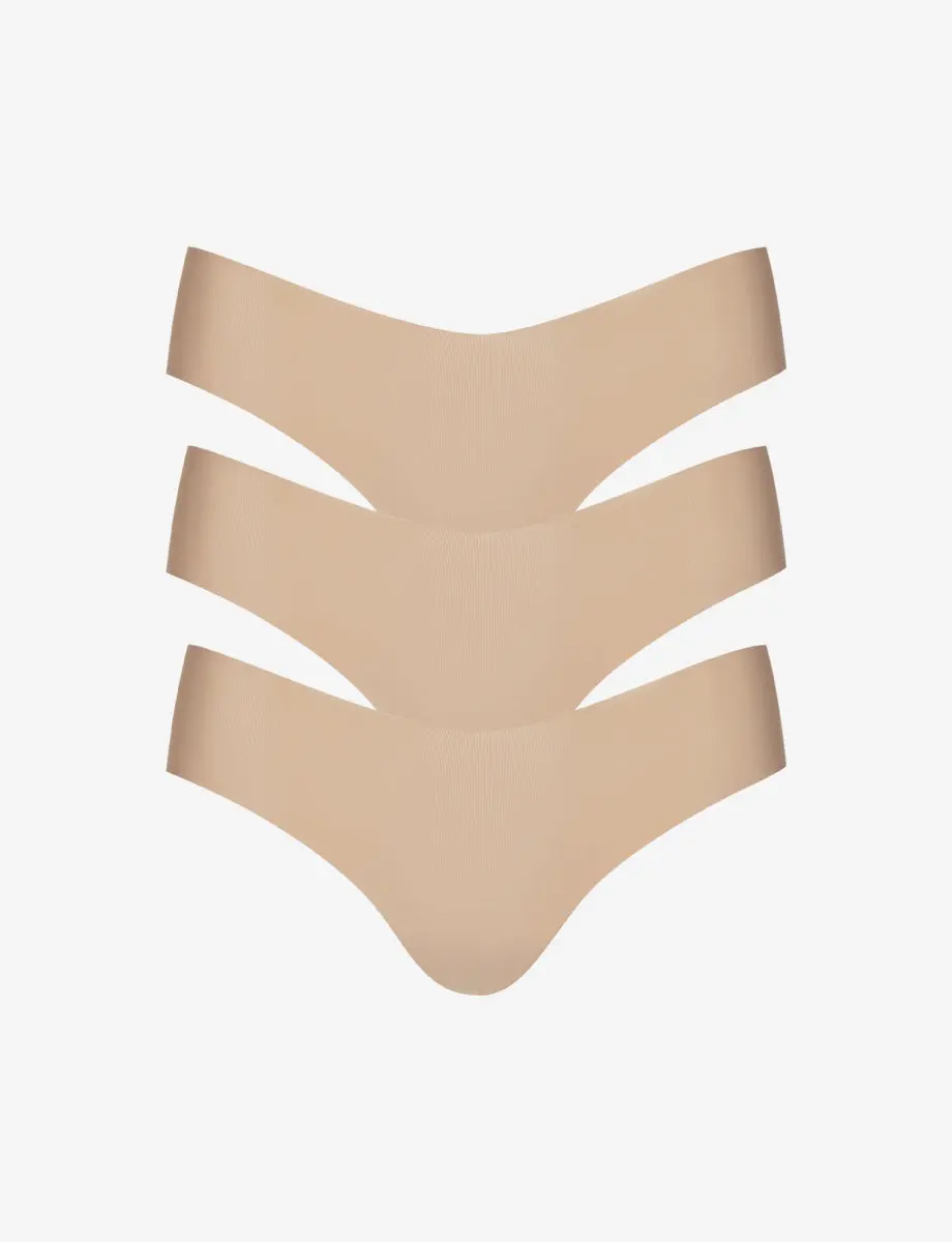 Invisible Rib One Size Thong 3-Pack