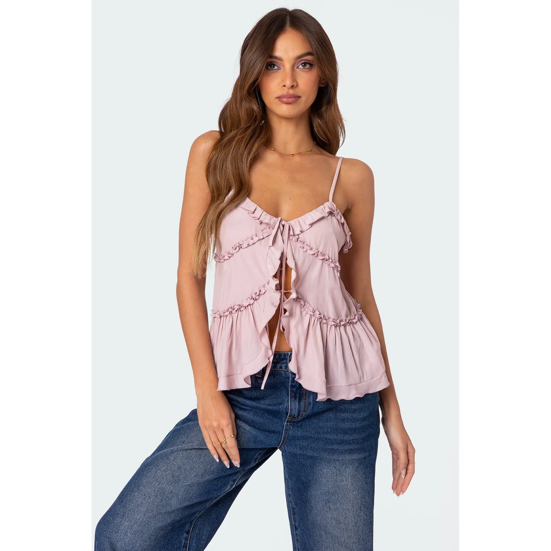 Juniper Tie Front Ruffled Top Juniper Tie Front Ruffled Top