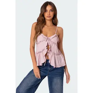 Juniper Tie Front Ruffled Top