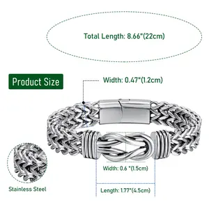 OIDEA Infinity Symbol Wheat Chain Men's Bracelet, Double-Layer Stainless Steel Magnetic Clasp Link Cuff Bracelet