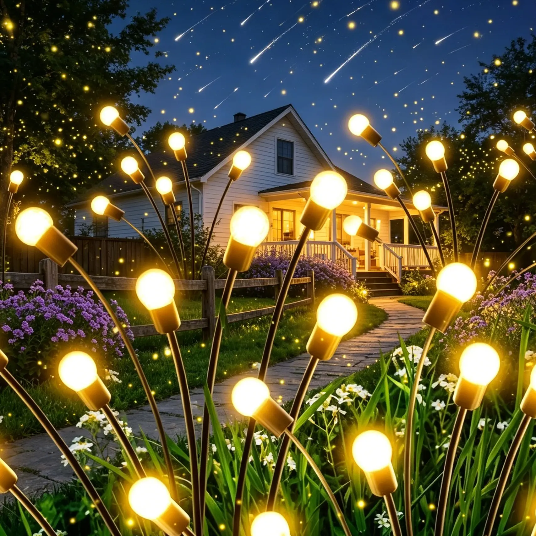 Solar Lights Outdoor(4 Pack,40 LEDs), LED Firefly Solar Garden Lights, Outdoor Decorations, Unique Gifts