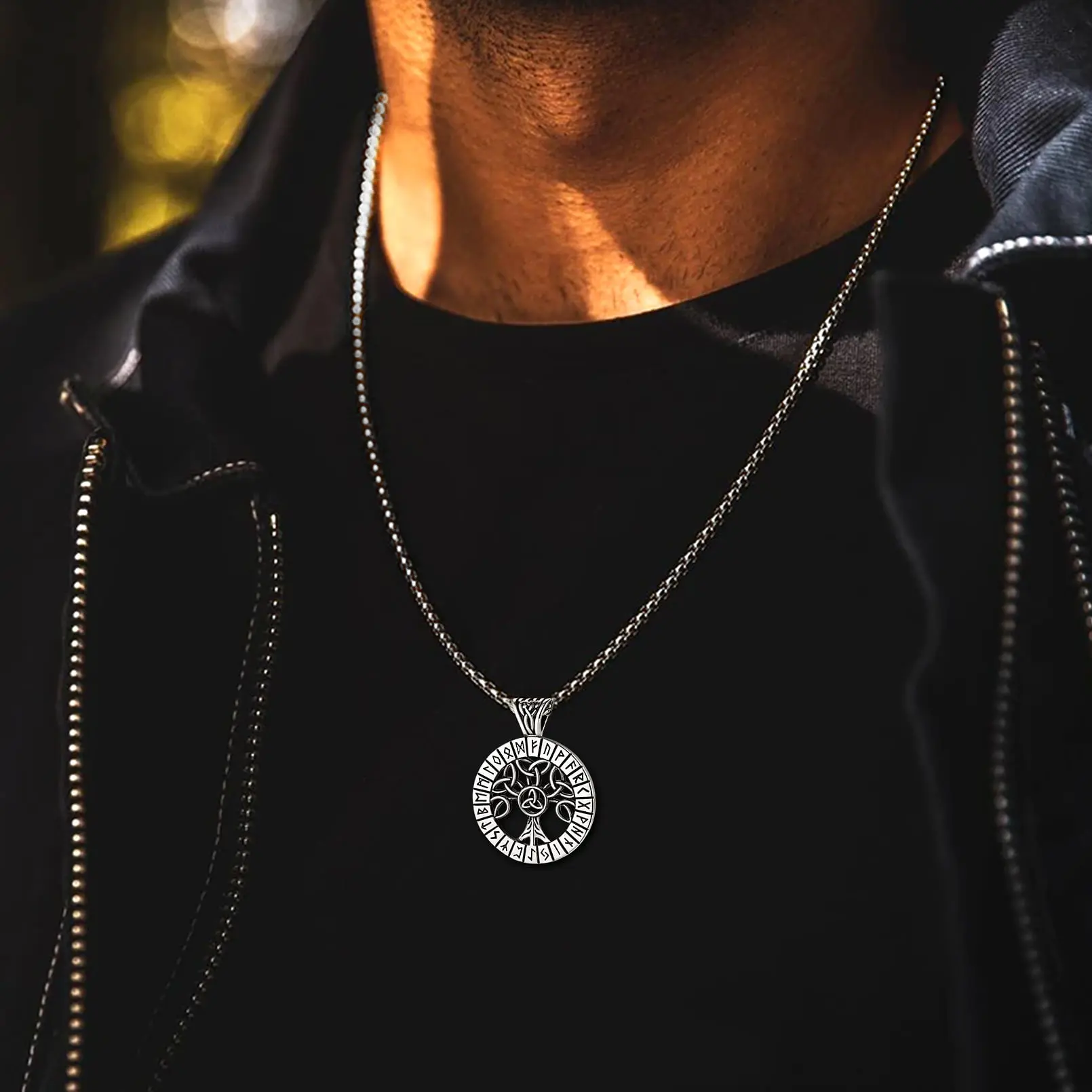 FaithHeart Viking Rune Tree Of Life Necklace Stainless Steel