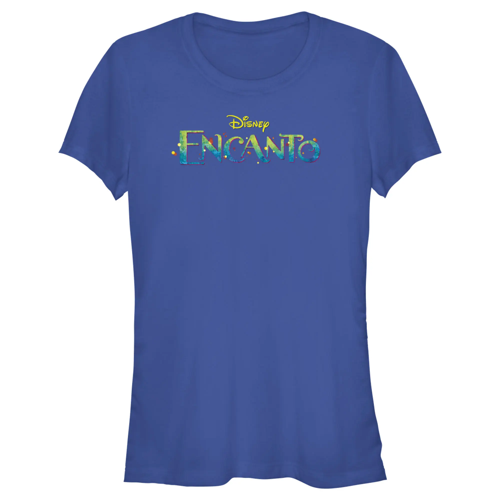 Juniors Womens Encanto Colorful Logo T-Shirt